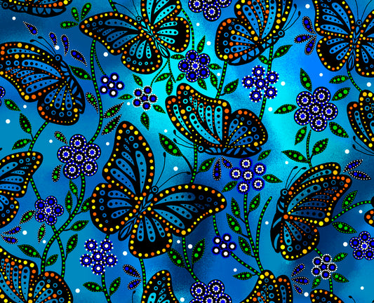 native_american_fabric_designs_FTF-Butterflies_Blue_Betty_Albert_Fabrics