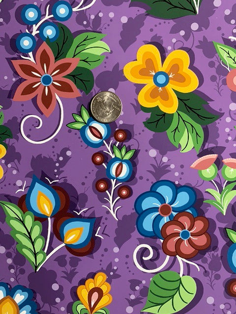Indigenous Floral SG‑03 Ojibwe fabric by Shannon Gustafson – exclusive Native American fabric at First Trend Fabrics USA. SG3 Purple.