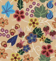 SG-01 cream Native American floral fabric by Shannon Gustafson – exclusive Indigenous design at First Trend Fabrics USA.