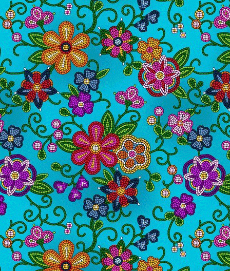 beaded-floral-canvas-fabric-turquoise