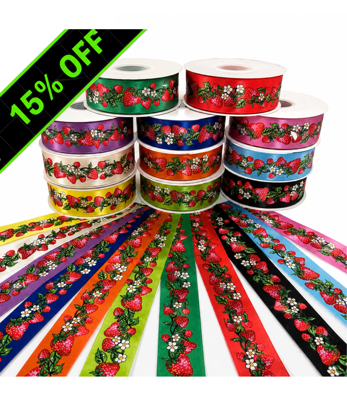 Strawberry - Indigenous Print Ribbons - First Trend Fabrics