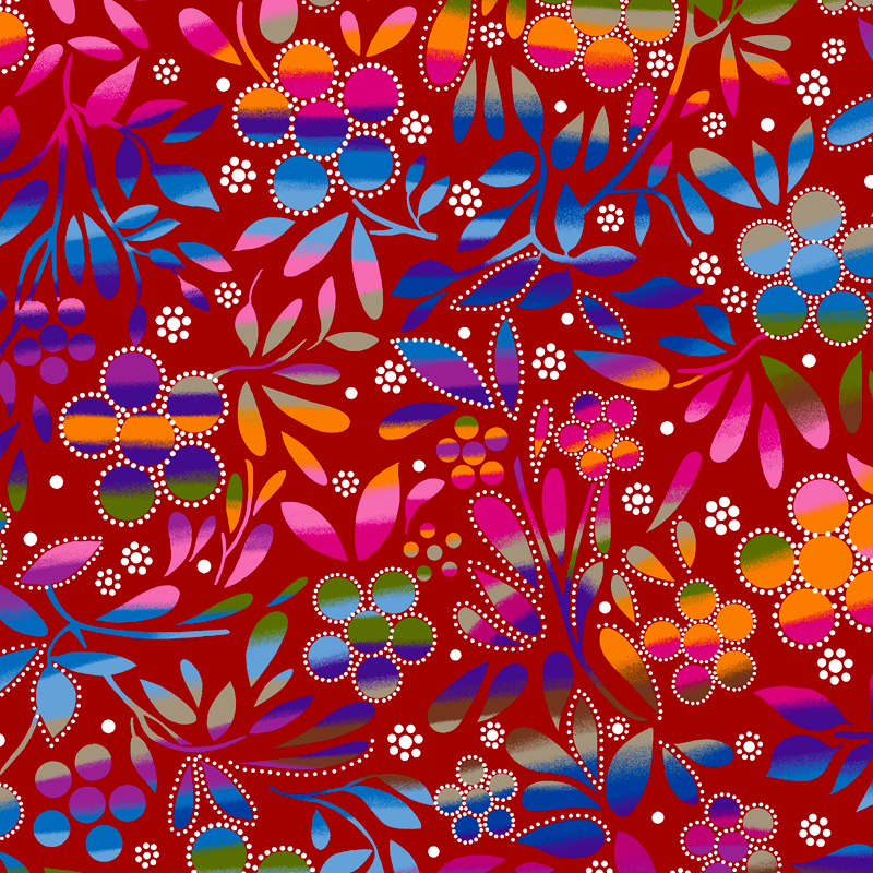 Indigenous fabrics_floral fabrics_sacred_place_betty_albert_fabrics_BA-0009-red