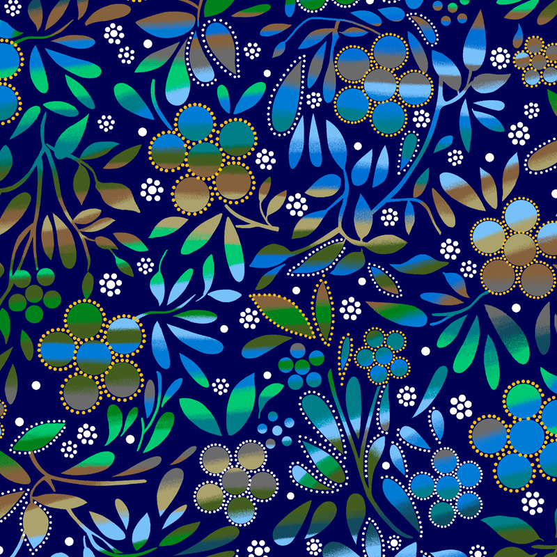 Indigenous fabrics_floral fabrics_sacred_place_betty_albert_fabrics_BA-0009-navy