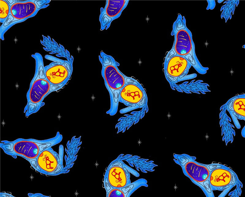 Explore vibrant wolf indian fabric that showcases their culture and heritage, perfect for quilting and crafts.