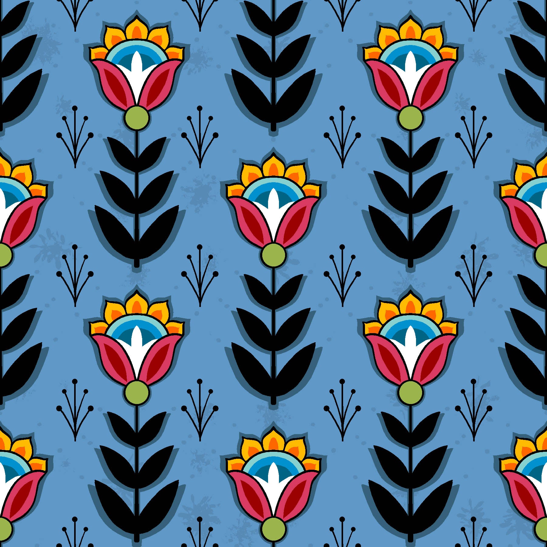 Native American floral fabric SG-0008 Blue by Shannon Gustafson, available in the USA at First Trend Fabrics. Explore Shannon Gustafson's portfolio here. 