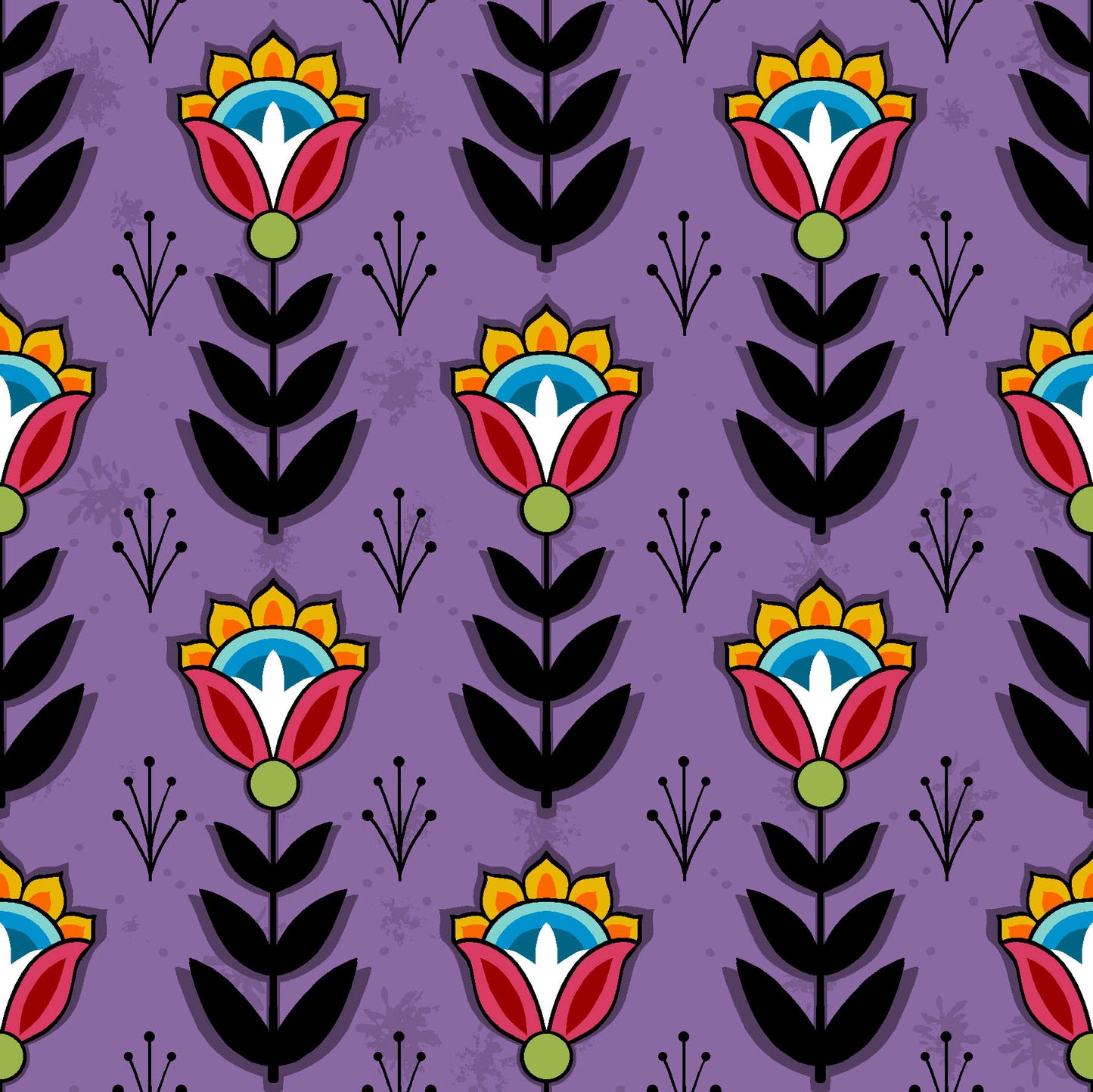 Native American floral fabric SG-0008 Purple by Shannon Gustafson, available in the USA at First Trend Fabrics. Explore Shannon Gustafson's portfolio here. 