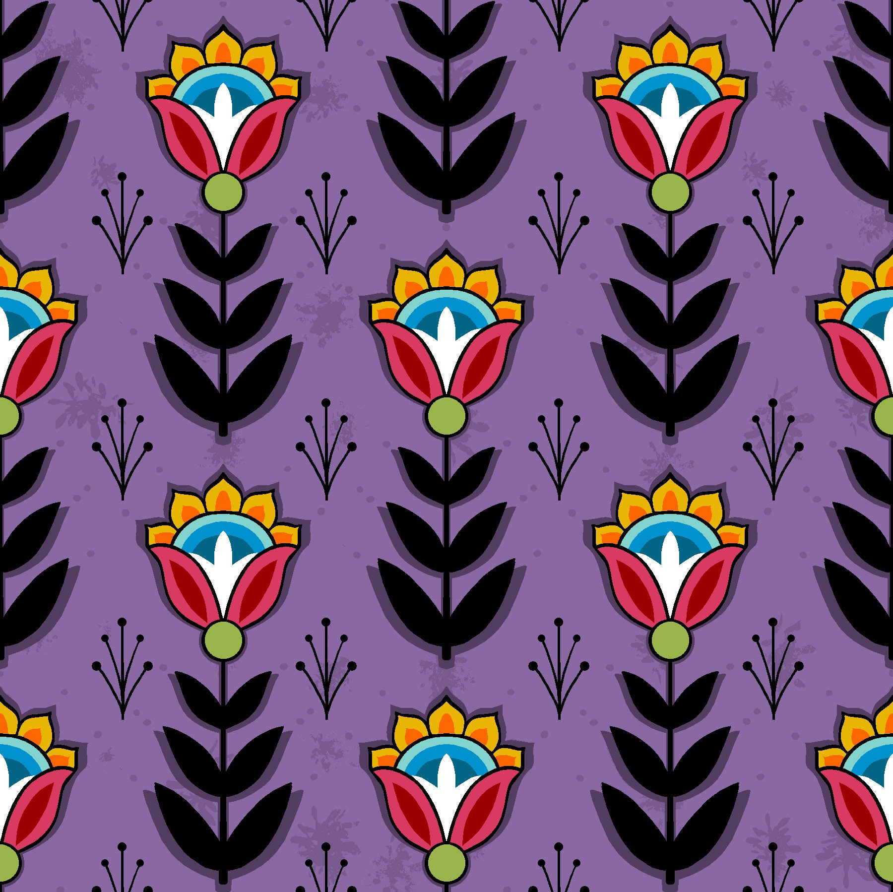 Native American floral fabric SG-0008 Purple by Shannon Gustafson, available in the USA at First Trend Fabrics. Explore Shannon Gustafson's portfolio here. 