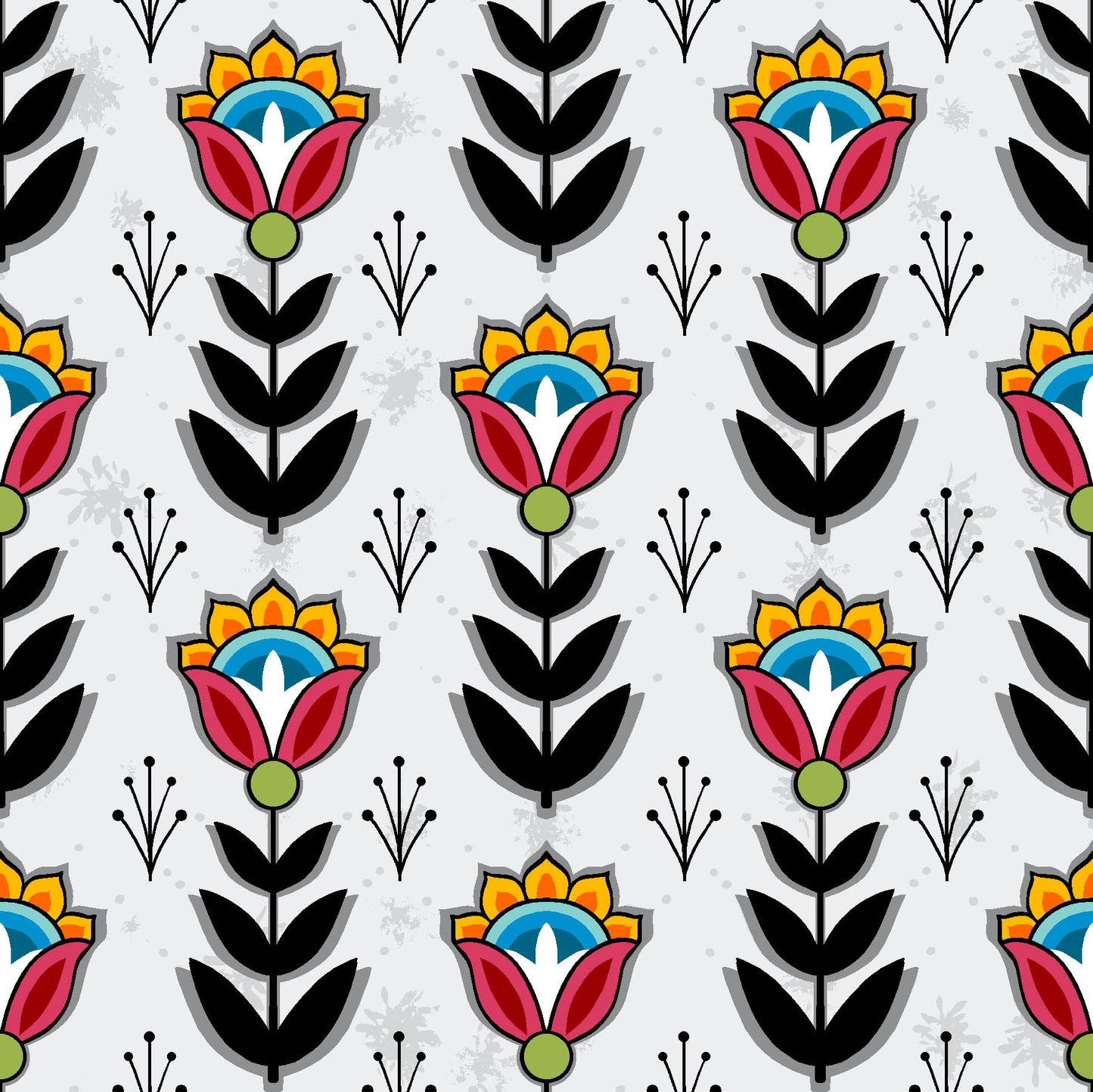 Native American floral fabric SG-0008 Silver White by Shannon Gustafson, available in the USA at First Trend Fabrics. Explore Shannon Gustafson's portfolio here. 