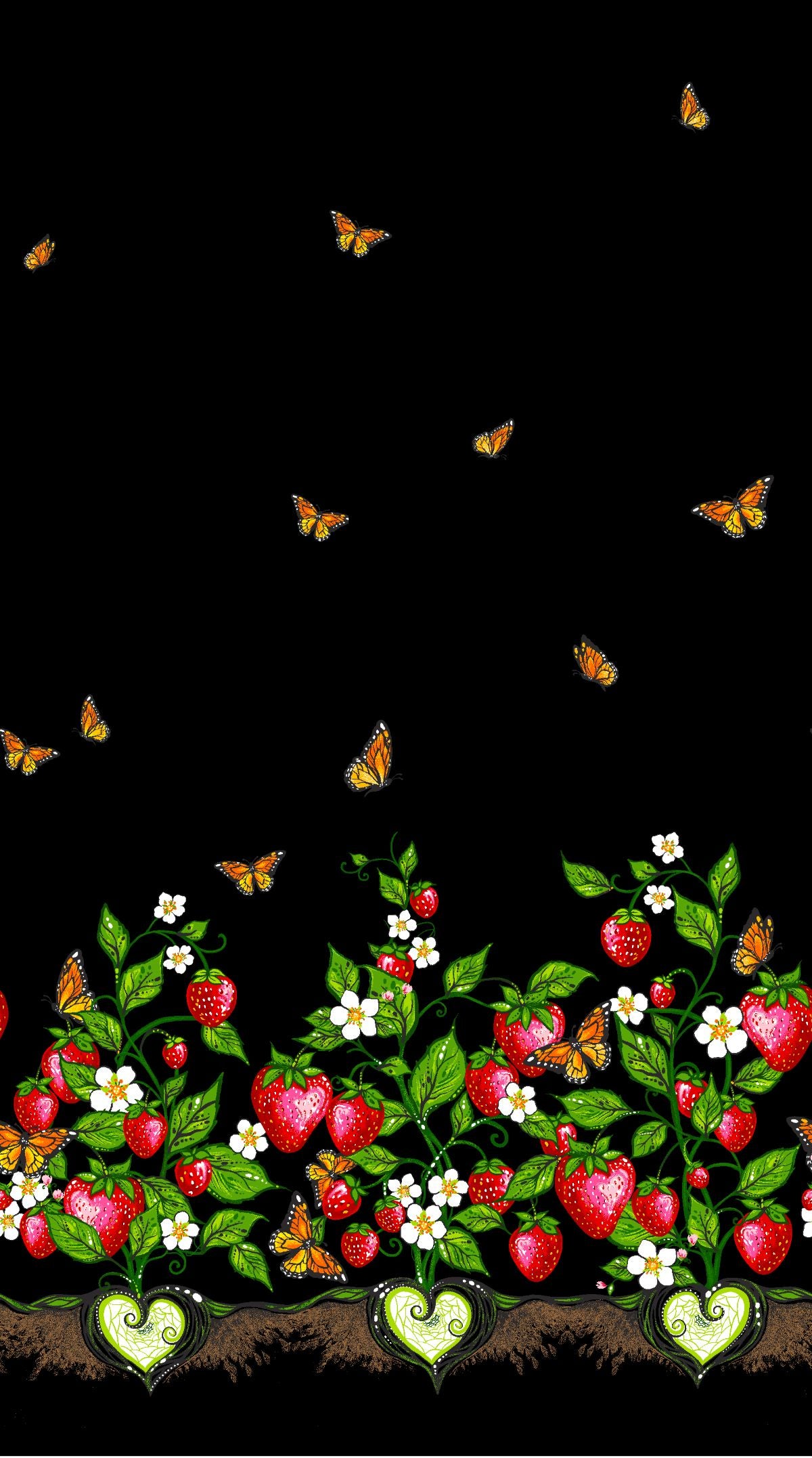 Strawberry Dreamcatcher Native American fabric by Carla Joseph, available across the US at First Trend Fabrics – CAJ-0006|Black