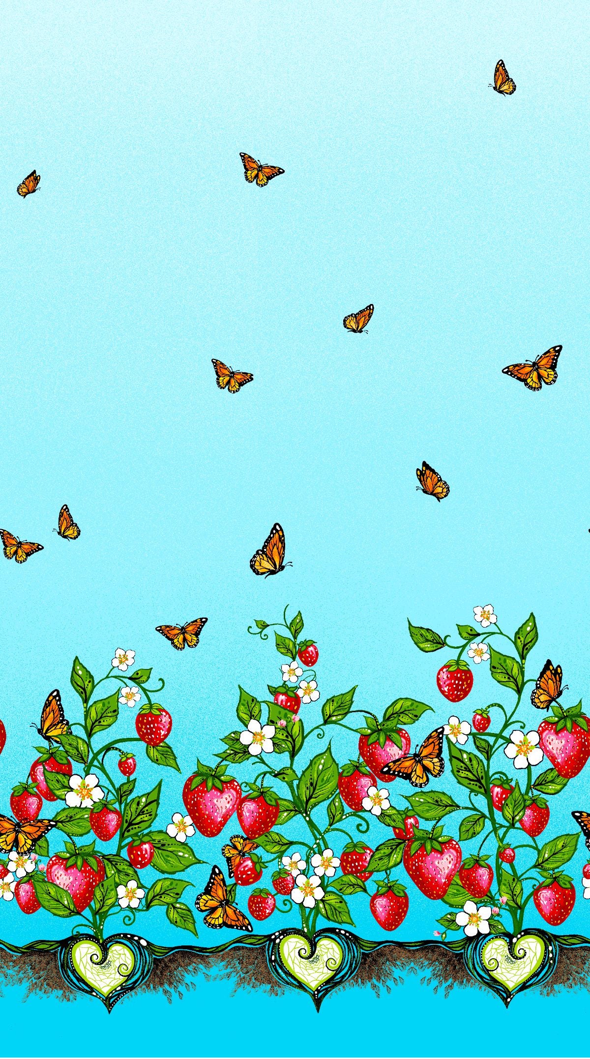 Strawberry Dreamcatcher Native American fabric by Carla Joseph, available across the US at First Trend Fabrics – CAJ-0006|Blue