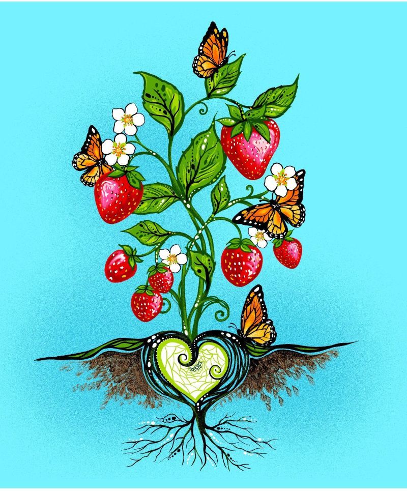 Strawberry Dreamcatcher Native American fabric by Carla Joseph, available across the US at First Trend Fabrics – CAJ-0005P|Blue