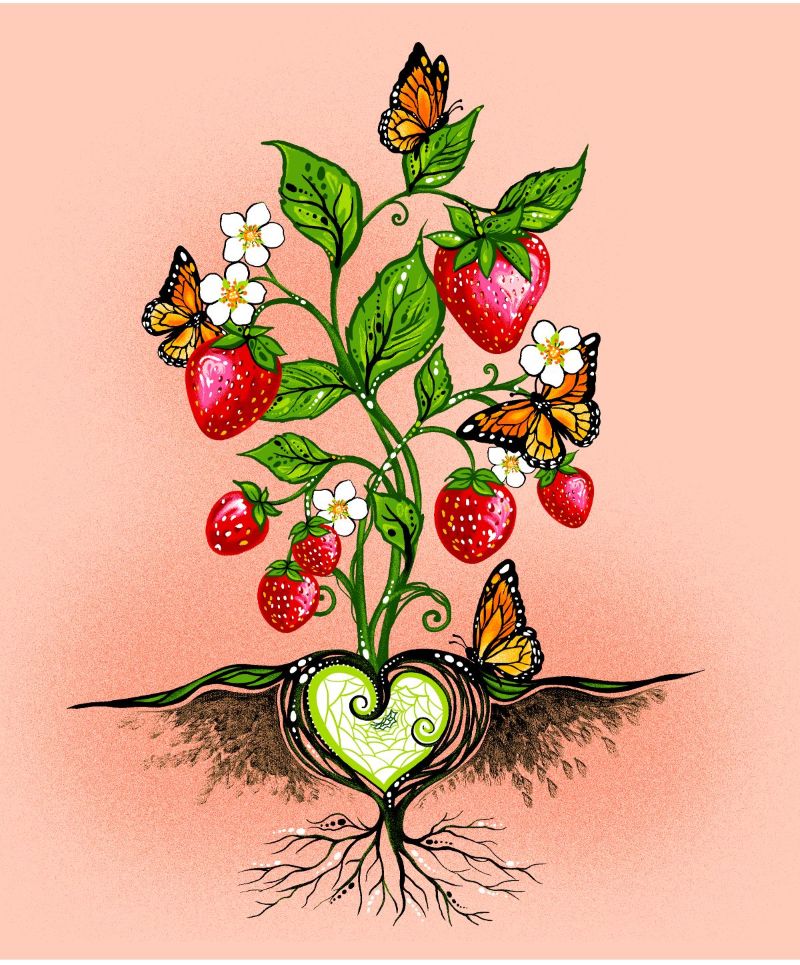 Strawberry Dreamcatcher Native American fabric by Carla Joseph, available across the US at First Trend Fabrics – CAJ-0005P|Coral