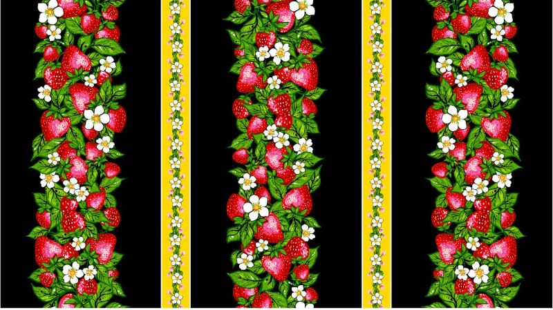 Strawberry Dreamcatcher Native American fabric by Carla Joseph, available across the US at First Trend Fabrics – CAJ-0007|Black