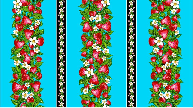 Strawberry Dreamcatcher Native American fabric by Carla Joseph, available across the US at First Trend Fabrics – CAJ-0007|Blue
