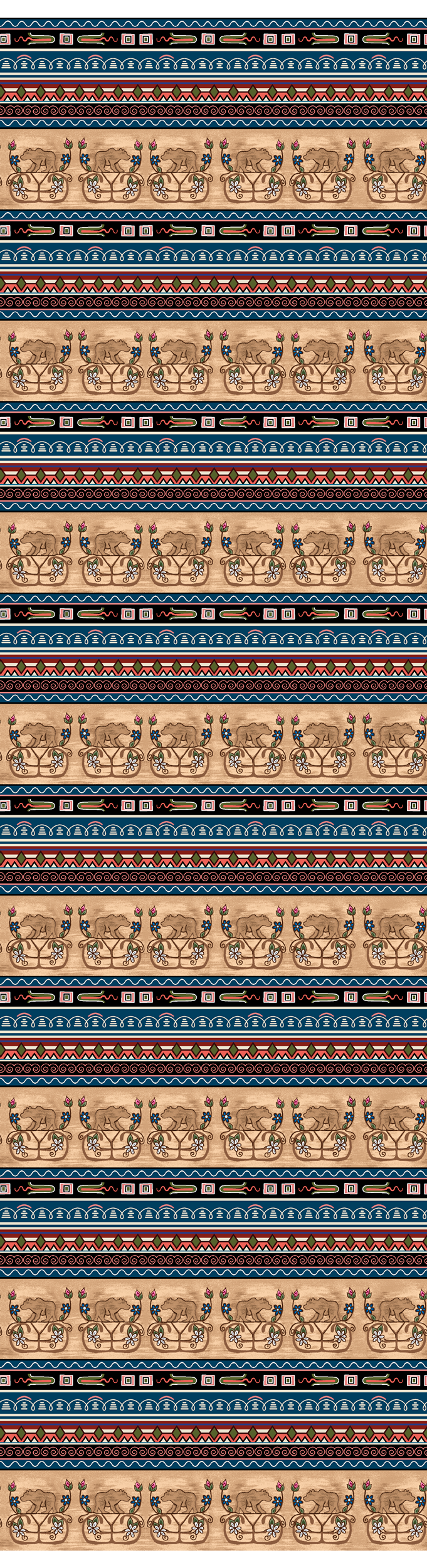 3 Ladies in a Boat, an Indigenous Fabric by Jessica Somers