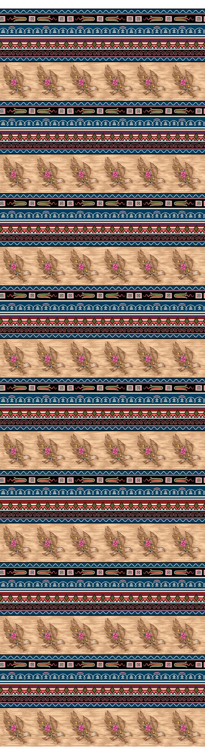 3 Ladies in a Boat, an Indigenous Fabric by Jessica Somers