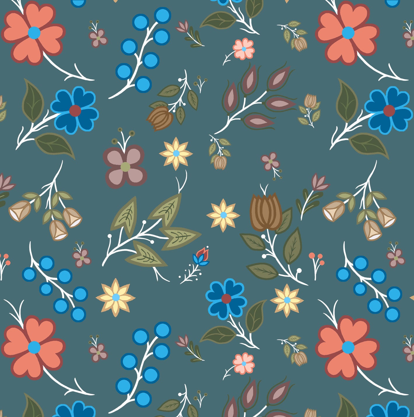 native floral fabric designs SG-0007 designed by Shannon Gustafson