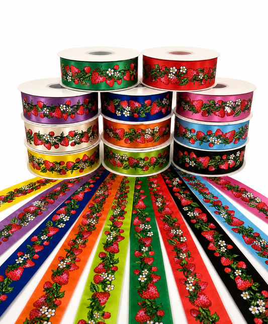 Strawberry - Indigenous Print Ribbons - First Trend Fabrics